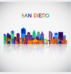 San Diego Skyline Silhouette In Colorful