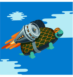 Cartoon Turtle With Rocket Turbine