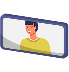 Cheerful Boy On Smartphone Screen Video Call Icon