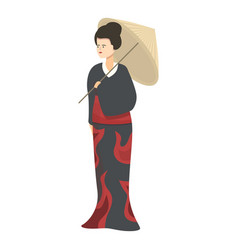 Geisha Face Icon Cartoon Female Kimono