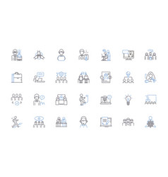 Office Worker Line Icons Collection Desk