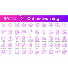 Set Of Online Learning Icons Gradient Style Icon