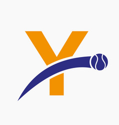 Tennis Logo On Letter Y With Moving Ball