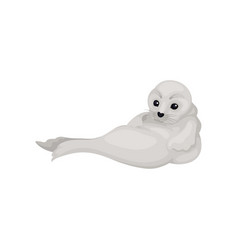 Flat Design Of Funny Gray Seal Pup