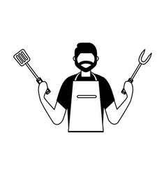 Man Holding Fork And Spatula