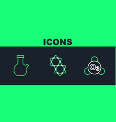 Set Line Ozone Test Tube And Molecule Icon