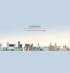 Liverpool City Skyline On Colorful Gradient