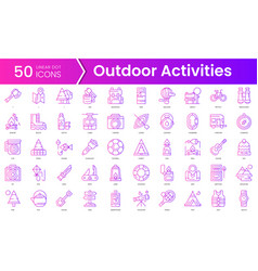 Set Of Outdoor Activities Icons Gradient Style