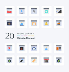 20 Website Element Flat Color Icon Pack Like