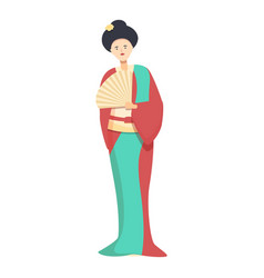 Beautiful Geisha Icon Cartoon Japan Female