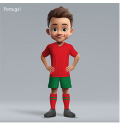 3d Cartoon Cute Young Soccer Player In Portugal