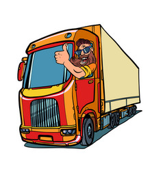 Truck Driver Man With Beard Thumbs Up