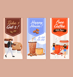 Happy Hour For Coffee Flyers Flat Templates Set