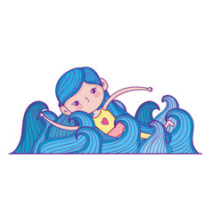 Little Girl Swimming With Swimwear Character