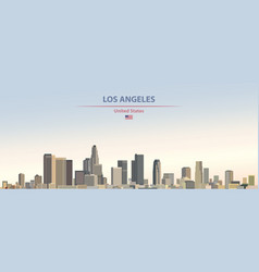 Los Angeles City Skyline On Colorful Gradient