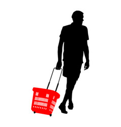 Man In Shopping With Shopping Basket Silhouette