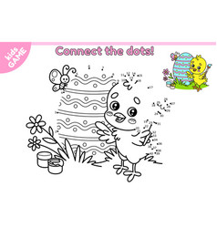 Easter Kids Game Connect The Dots And Draw Chick