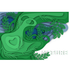 Top View Of Nature Paper Cut Leaves Bushes