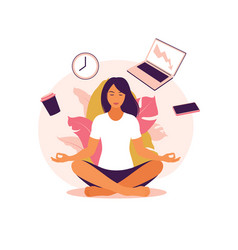 Business Woman Practicing Meditation And Yoga