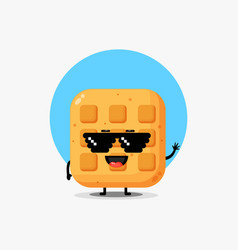 Cute Waffle Character Wearing Pixel Glasses