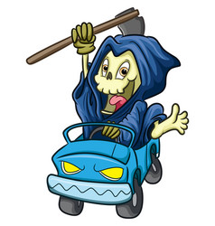 Funny Grim Reaper Is Driving A Car Very Fast