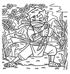 Ninja With Ninjato Coloring Page For Kids