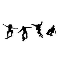 Set Of Silhouettes Boys And Girls Skaters