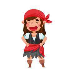 Smiling Girl In Pirate Costume With Tied Bandana