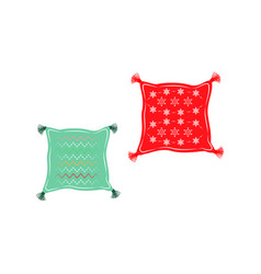 Two Pillows With Winter Decoration Isolated