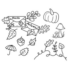 Autumn Doodles Stickers Coloring Set Letters