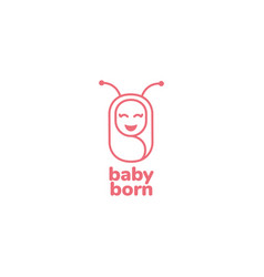 Baby Born Smile With Butterfly Cute Mascot Logo