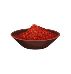 Dried Saffron In Brown Ceramic Bowl Flavoring