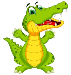 Funny crocodile cartoon posing Royalty Free Vector Image