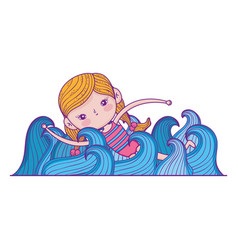 Little Girl Swimming With Swimwear Character