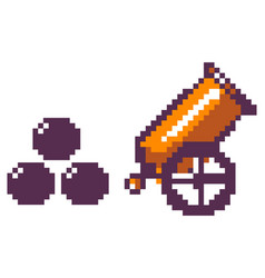 Pixelated Cannon And Bombs 8 Bit Game Weapon