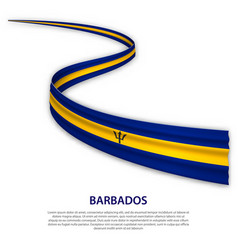 Waving Ribbon Or Banner With Flag Of Barbados