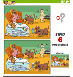 Differences Task With Cartoon Dogs Animal