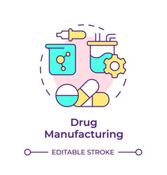 Drug Manufacturing Multi Color Concept Icon