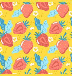 Hand Drawn Flat Fruit And Floral Pattern