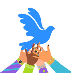 Human Hands Holding Flying Bird Dove As A Symbol