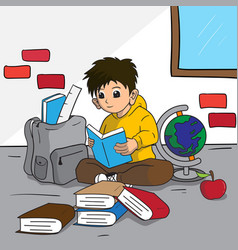 A Student Reading A Book With