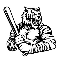 Angry Tiger Baseball Team Logo Mascot