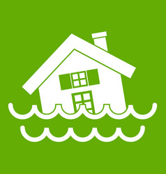 House Sinking In A Water Icon Green