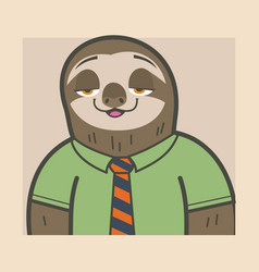 Cartoon Cute Sloth Office Employee Taking It Slow