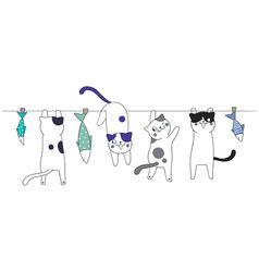 Cats Are Hanging On A Rope Fish On A String Cute