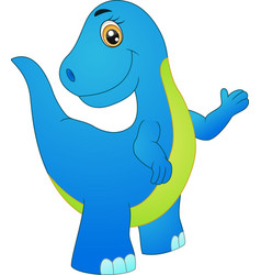 Cute Blue Dinosaur Cartoon Posing