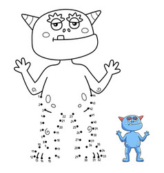 Dot To Monster Cat Isolated Coloring Page