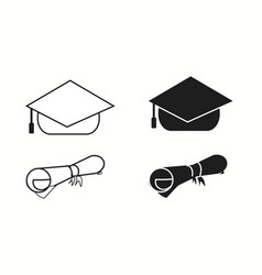 Graduation Cap And Diploma Icons