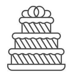 Large Wedding Three Layer Cake Thin Line Icon