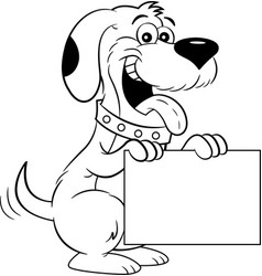 Cartoon Dog Sitting Up And Holding A Sign